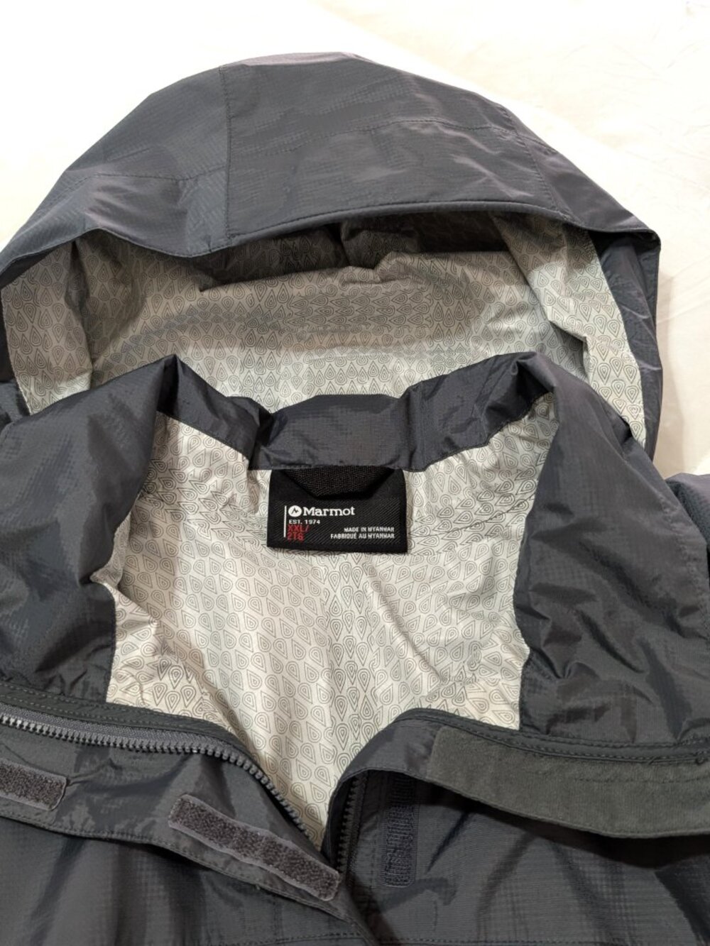 MARMOT Windbreaker Jacket Men's 2XL Gray Safeco Logo Hooded Rain Outdoor - Picture 10 of 16